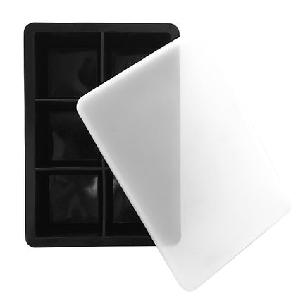 2 PCS Bar Whiskey Silicone Ice Tray Mold, Specification: 6 Grid Square Cover(Black)-garmade.com