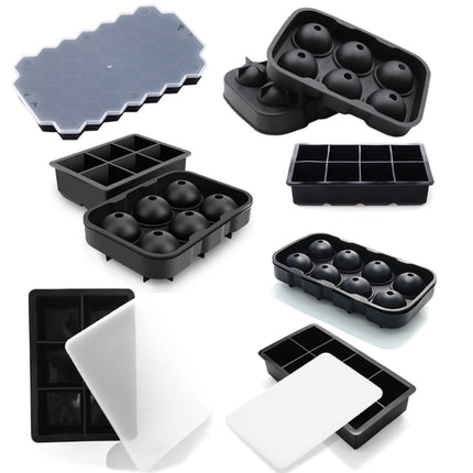 2 PCS Bar Whiskey Silicone Ice Tray Mold, Specification: 6 Grid Square Cover(Black)-garmade.com