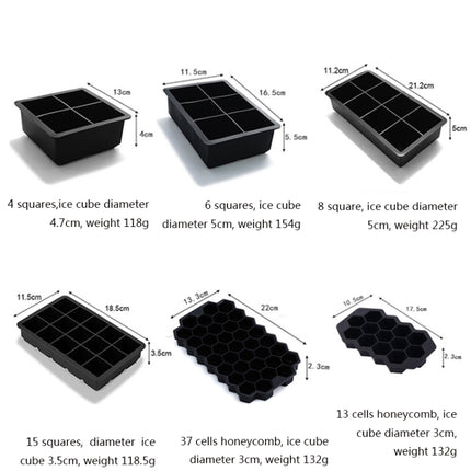 2 PCS Bar Whiskey Silicone Ice Tray Mold, Specification: 6 Grid Square Cover(Black)-garmade.com