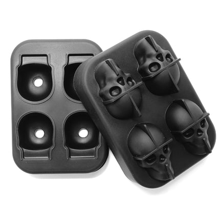 2 PCS Bar Whiskey Silicone Ice Tray Mold, Specification: 4 Grid Skull(Black)-garmade.com