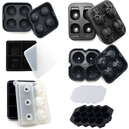 2 PCS Bar Whiskey Silicone Ice Tray Mold, Specification: 4 Grid Skull(Black)-garmade.com