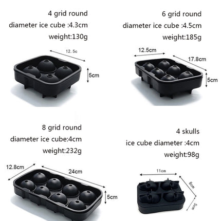 2 PCS Bar Whiskey Silicone Ice Tray Mold, Specification: 4 Grid Skull(Black)-garmade.com