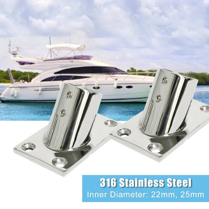 Thicken 316 Stainless Steel 60-Degree Square Tube Base Marine Boat Hardwares, Specifications: 25mm-garmade.com