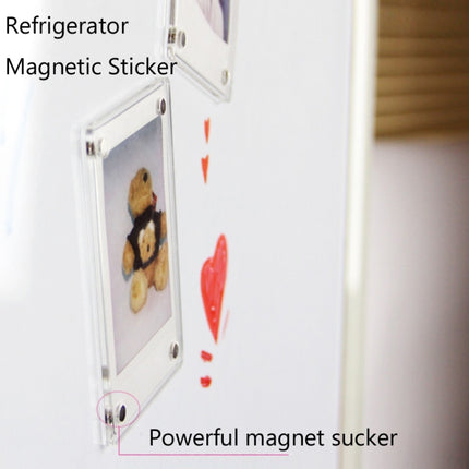 3 PCS 3 Inch Photo Acrylic Photo Frame Refrigerator Magnetic Sticker For Polaroid(Wave Point)-garmade.com