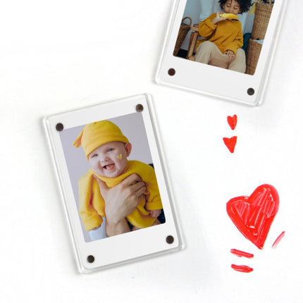 3 PCS 3 Inch Photo Acrylic Photo Frame Refrigerator Magnetic Sticker For Polaroid(98 Persent Translucent)-garmade.com