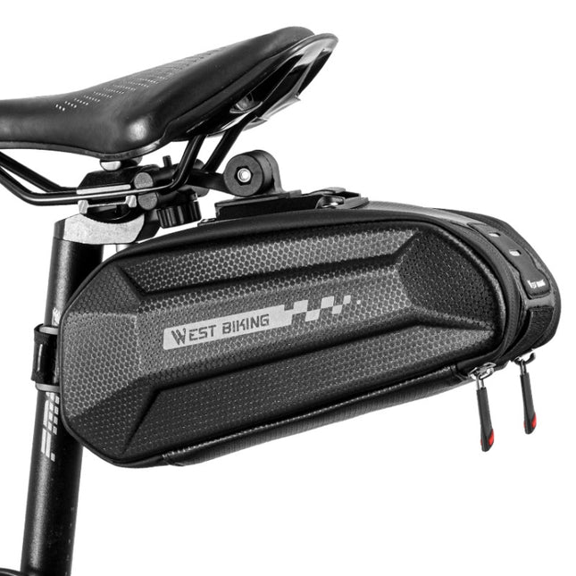 1.8L West Biking Cycling Tail Bag Bicycle Hard Shell Bag Quick Release Bracket Bag Silicone Non-Slip Large Capacity Tail Bag(Black)-garmade.com