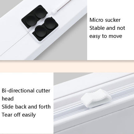 Suction Cup Type Cling Film Cutter Household Plastic Wrap Adjustable Storage Cutting Box(White)-garmade.com