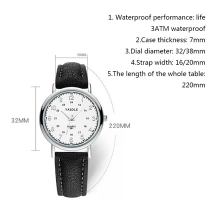 YAZOLE 281 Dual Digital Dial Simple Retro Business Couple Quartz Watch(Small White Tray Black Belt )-garmade.com