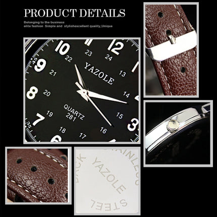 YAZOLE 281 Dual Digital Dial Simple Retro Business Couple Quartz Watch(Large White Tray Red Belt (small))-garmade.com