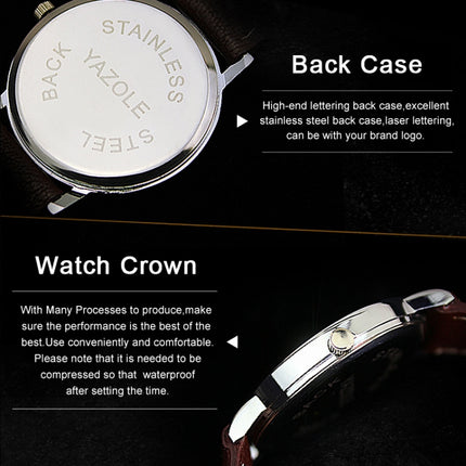 YAZOLE 281 Dual Digital Dial Simple Retro Business Couple Quartz Watch(Large Black Tray Red Belt )-garmade.com