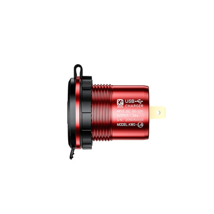 Aluminum Alloy Double QC3.0 Fast Charge With Button Switch Car USB Charger Waterproof Car Charger Specification: Red Shell Red Light With 60cm Line-garmade.com