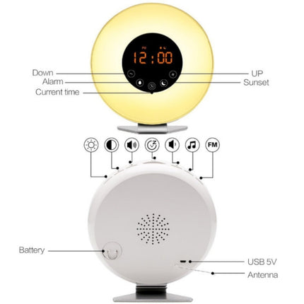 Simulated Sunrise And Sunset Sleep Light Alarm Clock with FM Radio(UK Plug)-garmade.com