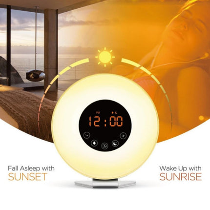 Simulated Sunrise And Sunset Sleep Light Alarm Clock with FM Radio(EU Plug)-garmade.com