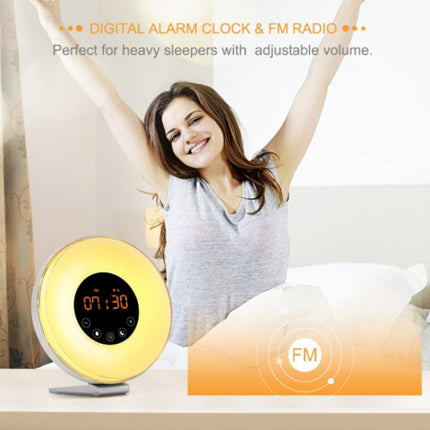 Simulated Sunrise And Sunset Sleep Light Alarm Clock with FM Radio(US Plug)-garmade.com
