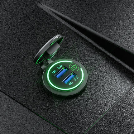 Dual USB With Touch Switch QC3.0 Fast Charge Mobile Phone Charger(Green Light)-garmade.com
