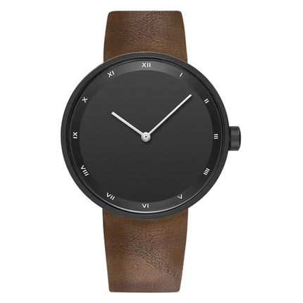 YAZOLE Simple Fashion Quartz Couple Watch(521 Black Shell Black Tray Brown Belt)-garmade.com
