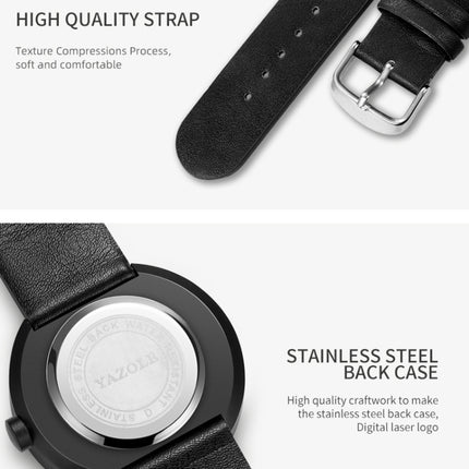YAZOLE Simple Fashion Quartz Couple Watch(521 Silver Shell White Tray Black Belt)-garmade.com