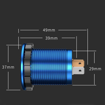 Car Motorcycle Modified USB Charger QC3.0 Metal Waterproof Fast Charge(Blue Shell Blue Light))-garmade.com