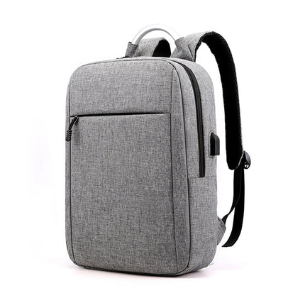 14 inch Business Computer Shoulders Backpack Travel Wear-Resistant Leisure Bag with External USB Port(Gray)-garmade.com