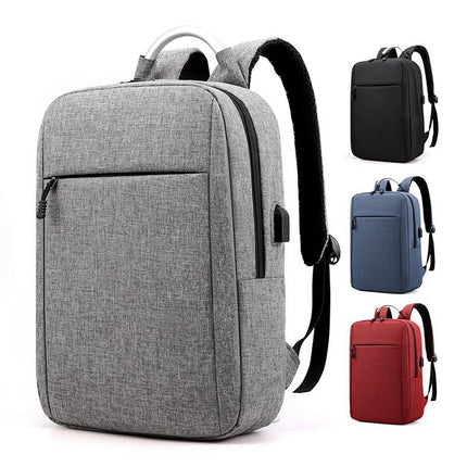 14 inch Business Computer Shoulders Backpack Travel Wear-Resistant Leisure Bag with External USB Port(Red Wine)-garmade.com