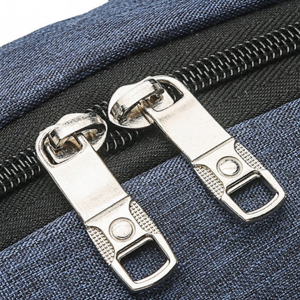 14 inch Business Computer Shoulders Backpack Travel Wear-Resistant Leisure Bag with External USB Port(Navy Blue)-garmade.com