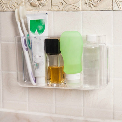 Wall-mounted Bathroom Cosmetic Storage Rack Remote Control Storage Box, Size:Large 22x4.5x12cm(Transparent)-garmade.com