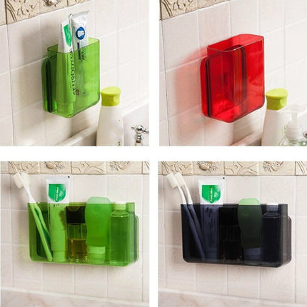 Wall-mounted Bathroom Cosmetic Storage Rack Remote Control Storage Box, Size:Large 22x4.5x12cm(Transparent)-garmade.com