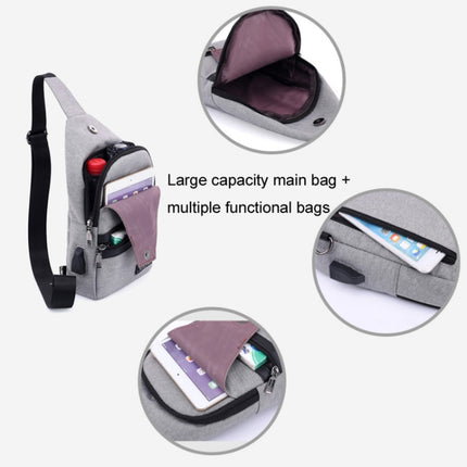 Dxyizu Casual Chest Bag Crossbody Wearable Shoulder Bag with External USB Port(Blue)-garmade.com