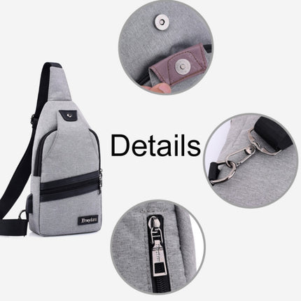 Dxyizu Casual Chest Bag Crossbody Wearable Shoulder Bag with External USB Port(Blue)-garmade.com