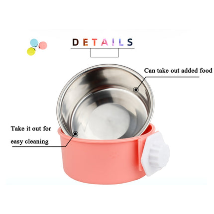 2 PCS Pet Feeder Stainless Steel Dog Cat Bowl Hanging Fixed Dog Bowl Food Utensils, Specification: Large With Steel Bowl(Random Color)-garmade.com