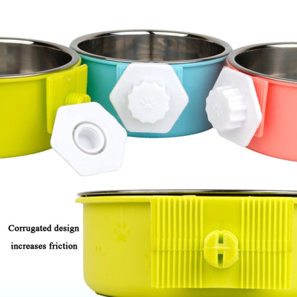 2 PCS Pet Feeder Stainless Steel Dog Cat Bowl Hanging Fixed Dog Bowl Food Utensils, Specification: Large With Steel Bowl(Random Color)-garmade.com