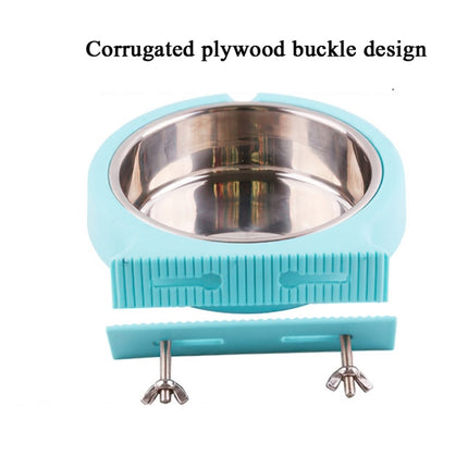 Stainless Steel Pet Bowl Hanging Bowl Anti-Overturning Dog Cat Bowl Feeder, Specification: Large (Blue)-garmade.com