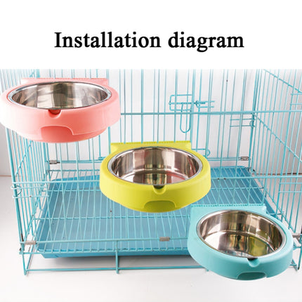 Stainless Steel Pet Bowl Hanging Bowl Anti-Overturning Dog Cat Bowl Feeder, Specification: Large (Blue)-garmade.com