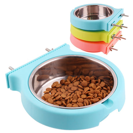 Stainless Steel Pet Bowl Hanging Bowl Anti-Overturning Dog Cat Bowl Feeder, Specification: Large (Green)-garmade.com