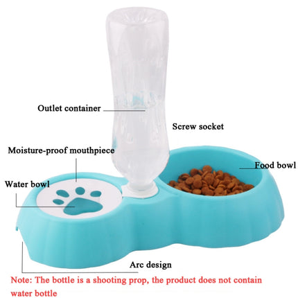 5 PCS Pet Double Bowl Food And Drinker Cat And Dog Feeder Non-Wet Mouth Drinker(Blue)-garmade.com