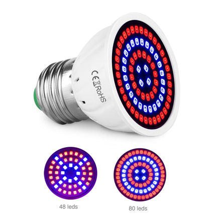 4 PCS LED Plant Growth Lamp Red Blue Spectrum Plant Fill Light, Power: E14 80 Beads-garmade.com