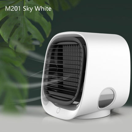 Desktop Cooling Fan USB Portable Office Cold Air Conditioning Fan, Colour: M201 Sky White-garmade.com