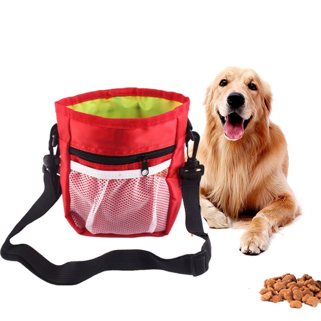 Pet Training Bag Snack Bag Outdoor Waist Bag Portable Two-In-One Foldable Multifunctional Bag(Red)-garmade.com
