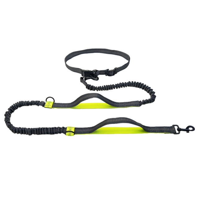 Running Reflective Double Telescopic Dog Rope Dog Chain Traction(Black D Ring Fluorescent Green)-garmade.com
