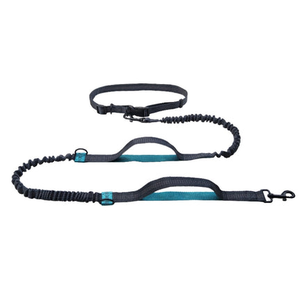 Running Reflective Double Telescopic Dog Rope Dog Chain Traction(Black D Ring Water Green)-garmade.com