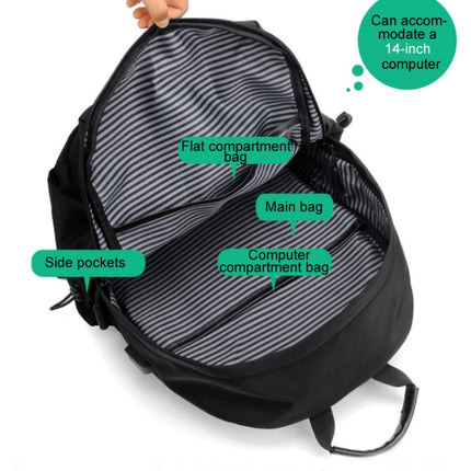 Men Oxford Backpack Business Computer Bag with External USB Port(Black)-garmade.com