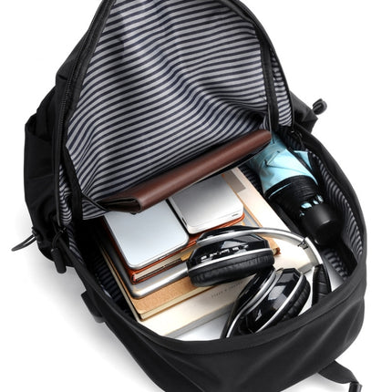 Men Oxford Backpack Business Computer Bag with External USB Port(Light Grey)-garmade.com