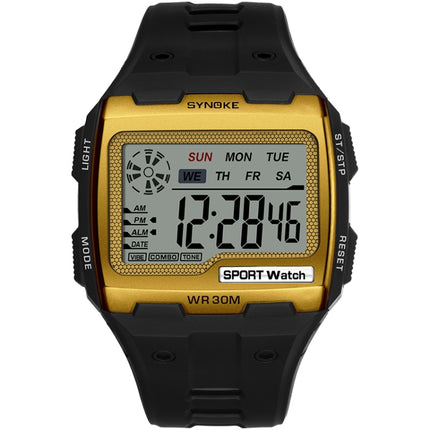 SYNOKE 9021 Square Sarge Screen Display Luminous Multifunctional Outdoor Men Sports Watch Digital Watch(Gold)-garmade.com