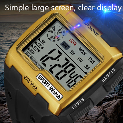 SYNOKE 9021 Square Sarge Screen Display Luminous Multifunctional Outdoor Men Sports Watch Digital Watch(Gold)-garmade.com