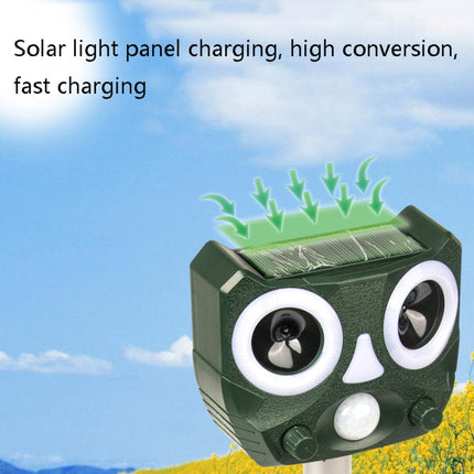 119A Outdoor Solar Ultrasonic Insect Repellent Animal Repellent(Green)-garmade.com