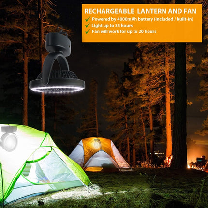YQ-8004 USB Charging Outdoor Wild Camp Fan Multifunction Camping Tent LED Fan(Black)-garmade.com