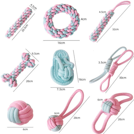 Single Ball Dog Molar Teeth Cleaning Toy Candy Color Woven Cotton Rope-garmade.com