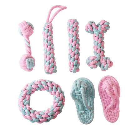 Single Ball Dog Molar Teeth Cleaning Toy Candy Color Woven Cotton Rope-garmade.com