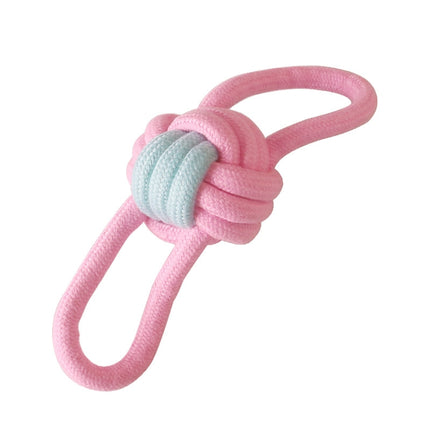 Double Ball Dog Molar Teeth Cleaning Toy Candy Color Woven Cotton Rope-garmade.com