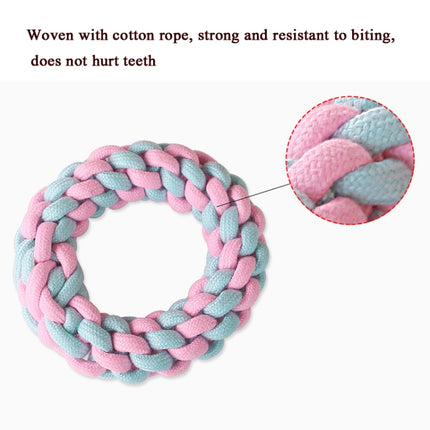 Dumbbell Ball Dog Molar Teeth Cleaning Toy Candy Color Woven Cotton Rope-garmade.com